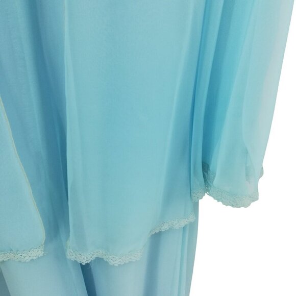 Vintage Bernie Bee Sport 70s Blue Lace Formal Party Dress Set Cape Size 14 M - Picture 10 of 16